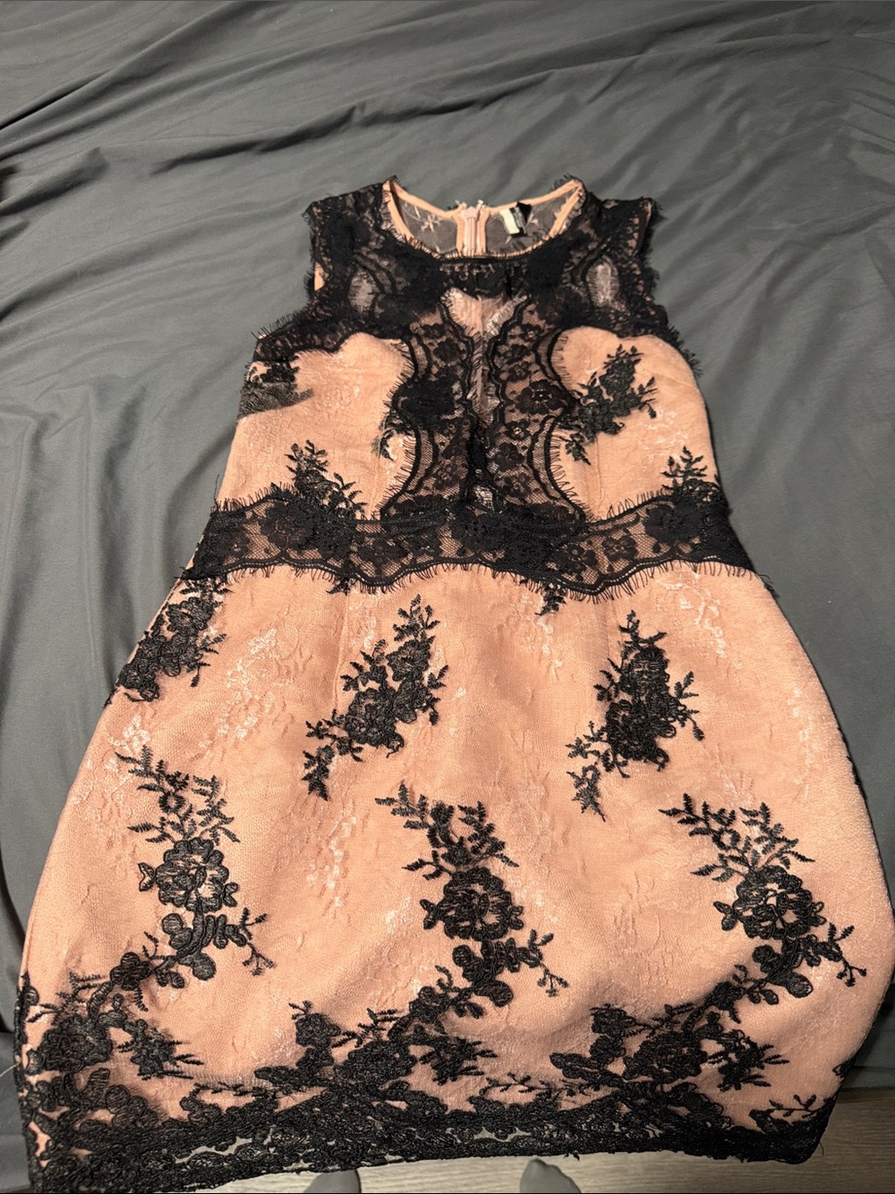 Topshop Pink Mini Dress with Black Lace Overlay